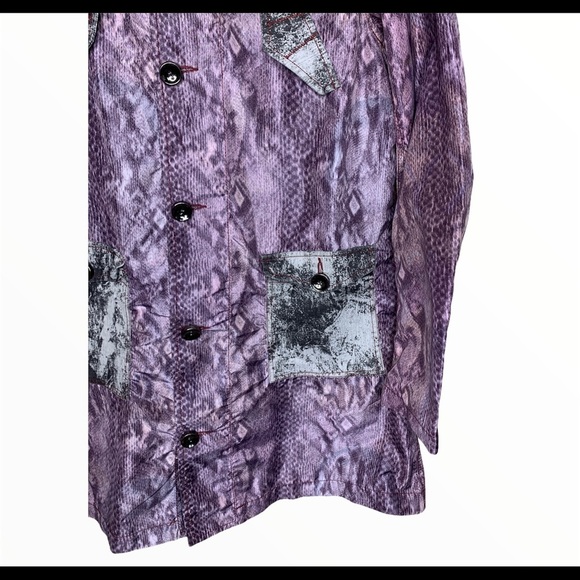 CUSTO BARCELONA Animal Print Waterproof Jacket With Hood & Pockets Purple Medium - Picture 4 of 11